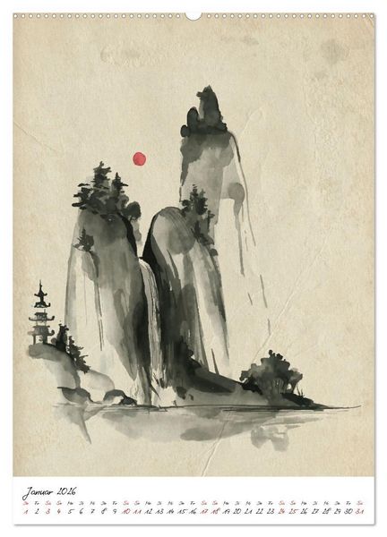 Produktbild: Sumi-e Kunst im japanischen Stil (hochwertiger Premium Wandkalender 2026 DIN A2 hoch), Kunstdruck in Hochglanz