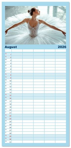 Produktbild: Familienplaner 2026 - Ballerinas in Diamanten mit 5 Spalten (Wandkalender, 21 x 45 cm) CALVENDO