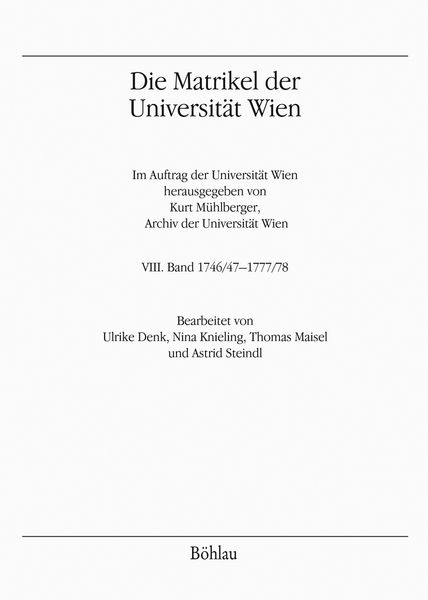 Produktbild: Die Matrikel der Universit&auml;t Wien