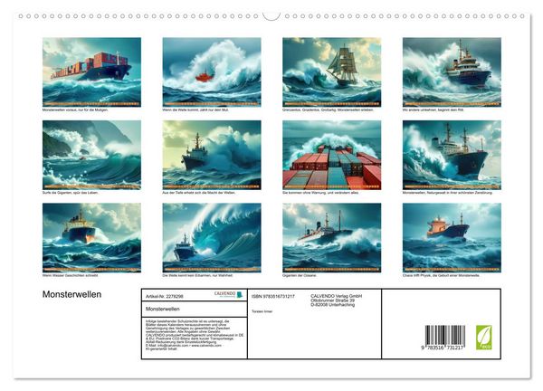 Produktbild: Monsterwellen (hochwertiger Premium Wandkalender 2026 DIN A2 quer), Kunstdruck in Hochglanz