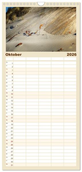 Produktbild: Familienplaner 2026 - Nordsee-D&uuml;nen mit 5 Spalten (Wandkalender, 21 x 45 cm) CALVENDO