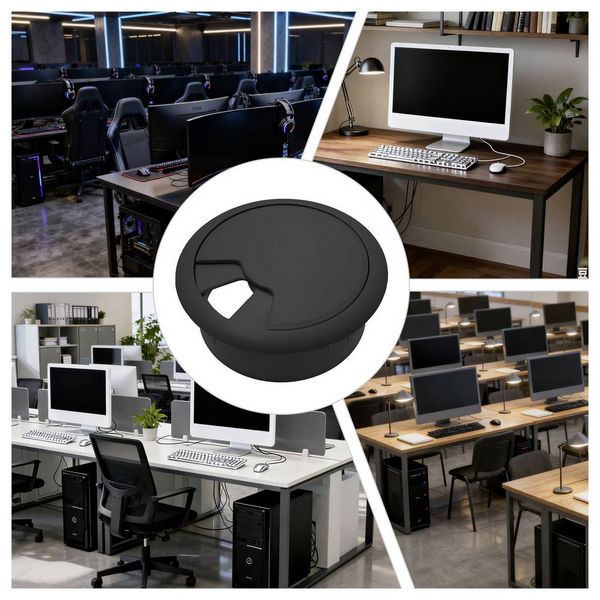 Produktbild: TRU COMPONENTS WP80BK Kabeldurchf&uuml;hrung f&uuml;r Arbeitsplatten ABS Schwarz 1St.