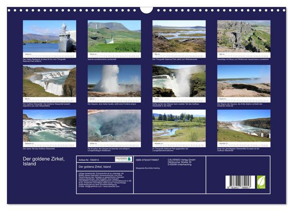 Produktbild: Der goldene Zirkel, Island (Wandkalender 2026 DIN A3 quer), CALVENDO Monatskalender