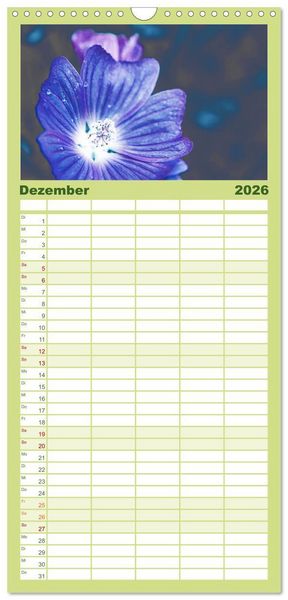 Produktbild: Familienplaner 2026 - Traum Blumen mit 5 Spalten (Wandkalender, 21 x 45 cm) CALVENDO