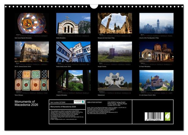 Produktbild: Monuments of Macedonia 2026 (Wall Calendar 2026 DIN A3 landscape), CALVENDO 12 Month Wall Calendar
