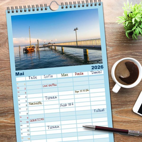 Produktbild: Familienplaner 2026 - Ansichten vom Bodensee mit 5 Spalten (Wandkalender, 21 x 45 cm) CALVENDO