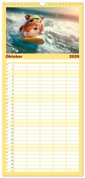 Produktbild: Familienplaner 2026 - Meerschweinchen - Hauptsache Urlaub mit 5 Spalten (Wandkalender, 21 x 45 cm) CALVENDO