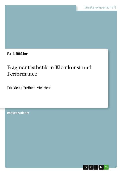 Produktbild: Fragment&auml;sthetik in Kleinkunst und Performance