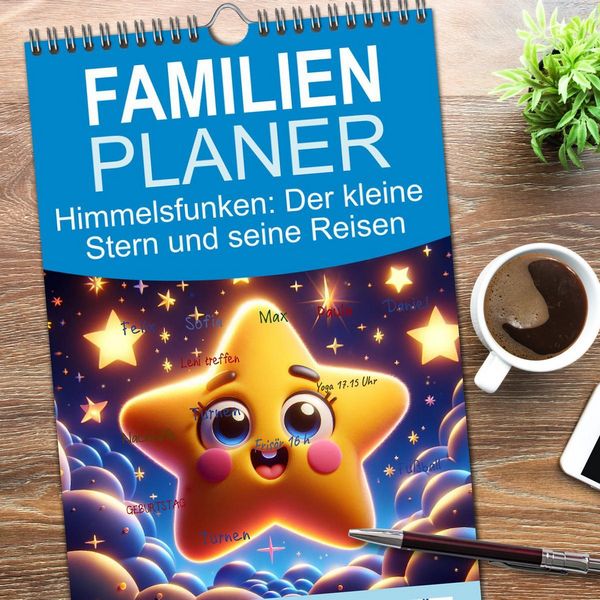 Produktbild: Familienplaner 2026 - Himmelsfunken: Der kleine Stern und seine Reisen mit 5 Spalten (Wandkalender, 21 x 45 cm) CALVENDO