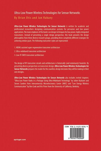 Produktbild: Ultra-Low Power Wireless Technologies for Sensor Networks
