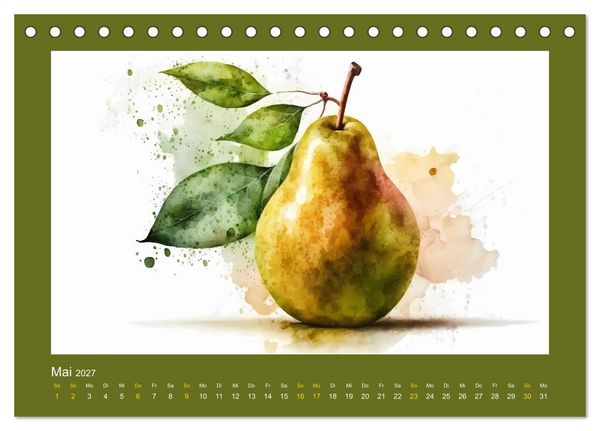 Produktbild: Fr&uuml;chte in Wasserfarben - Fruchtige KI-Kunst f&uuml;r das ganze Jahr (Tischkalender 2027 DIN A5 quer), CALVENDO Monatskalender