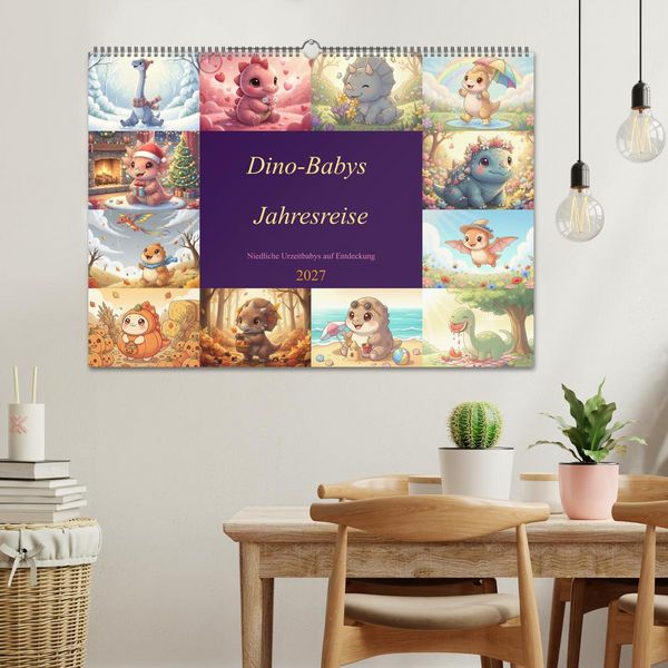 Produktbild: Dino-Babys Jahresreise (Wandkalender 2027 DIN A2 quer), CALVENDO Monatskalender