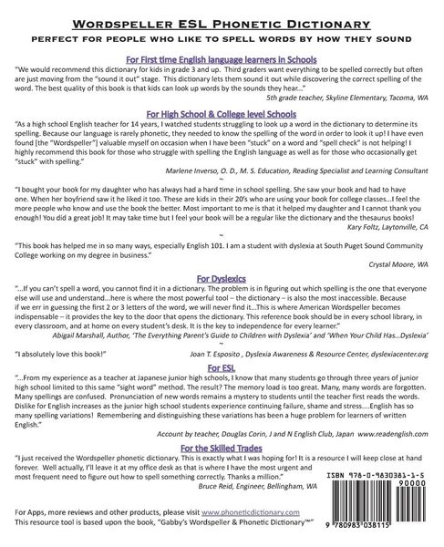 Produktbild: Wordspeller ESL Phonetic Dictionary