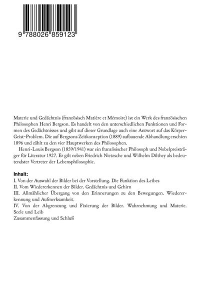 Produktbild: Materie und Ged&auml;chtnis