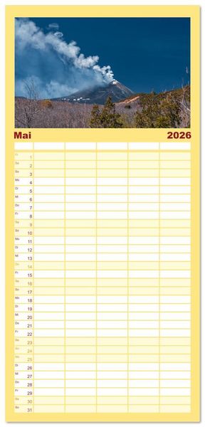 Produktbild: Familienplaner 2026 - &Auml;tna - Europas h&ouml;chster Vulkan mit 5 Spalten (Wandkalender, 21 x 45 cm) CALVENDO