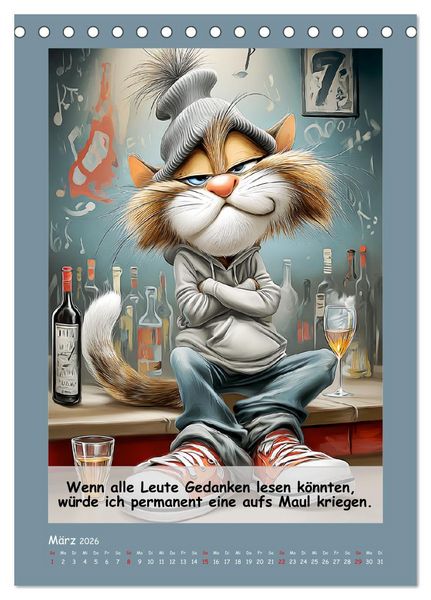 Produktbild: Kratzige Kerle. Trockener Katzenhumor vom Feinsten (Tischkalender 2026 DIN A5 hoch), CALVENDO Monatskalender