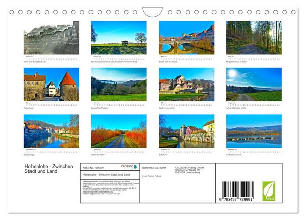Produktbild: Hohenlohe - Zwischen Stadt und Land (Wandkalender 2026 DIN A4 quer), CALVENDO Monatskalender