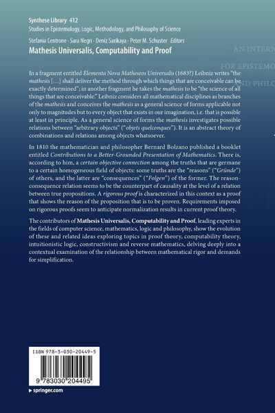 Produktbild: Mathesis Universalis, Computability and Proof