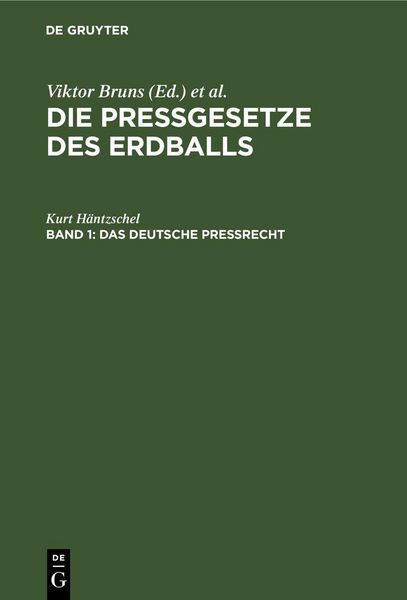 Produktbild: Die Pressgesetze des Erdballs / Das Deutsche Pre&szlig;recht
