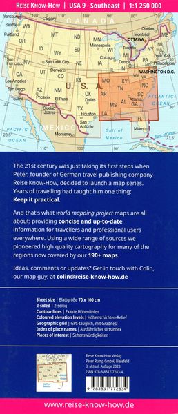 Produktbild: Reise Know-How Landkarte USA 09, S&uuml;dost (1:1.250.000)