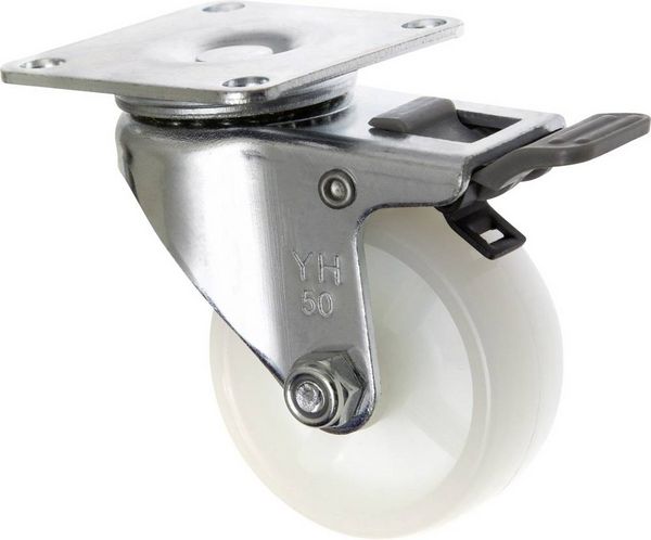 Produktbild: TOOLCRAFT TO-5137875 Lenkrolle mit Feststellbremse 50 mm mit Anschraubplatte Polyamid Tragf&auml;higkeit (max.): 50 kg