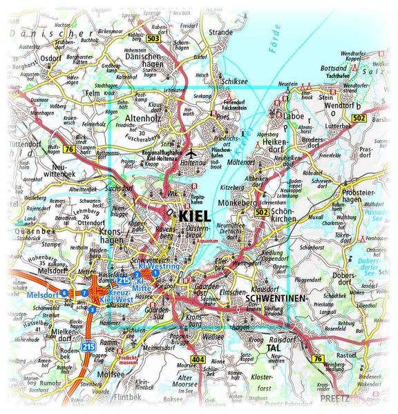 Kiel. Stadtplan 1:16 000