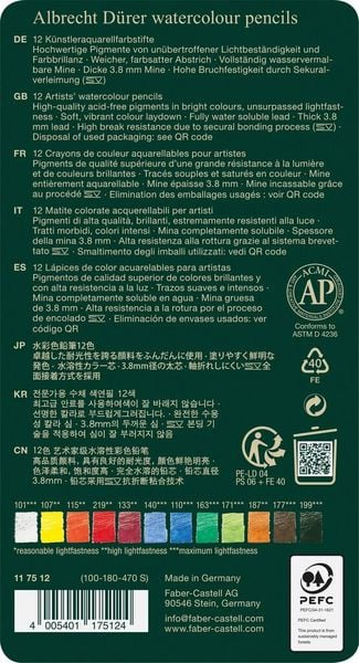 Produktbild: Faber-Castell Aquarellstifte Albrecht D&uuml;rer, 12er Set Metalletui