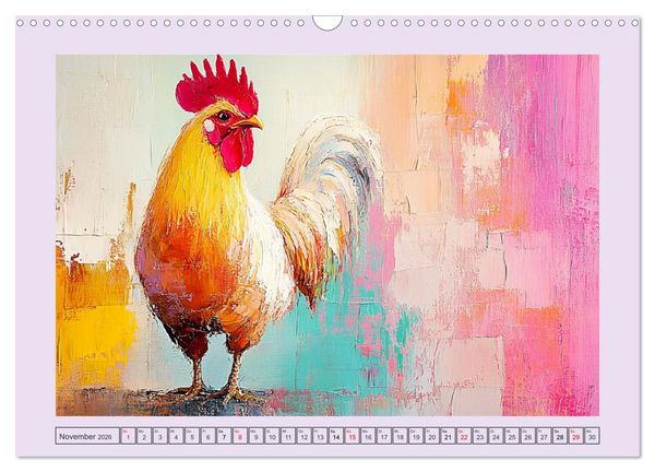 Produktbild: Tiere auf dem Bauernhof. Farbenfrohe Tierportraits im Stil der &Ouml;lmalerei (Wandkalender 2026 DIN A3 quer), CALVENDO Monatskalender