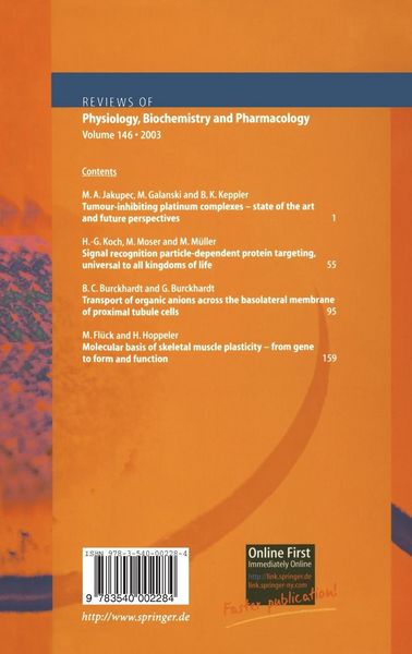 Produktbild: Reviews of Physiology, Biochemistry and Pharmacology