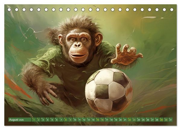 Produktbild: Fu&szlig;ballfieber bei den Babyaffen (Tischkalender 2026 DIN A5 quer), CALVENDO Monatskalender
