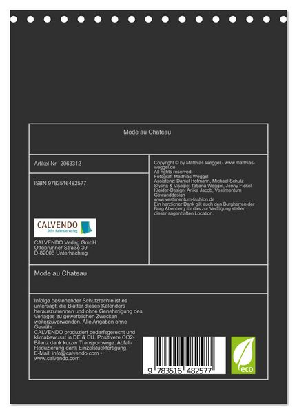 Produktbild: Mode au Chateau (Tischkalender 2026 DIN A5 hoch), CALVENDO Monatskalender