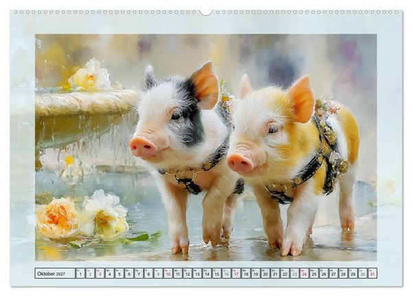 Produktbild: Mini-Schweinchen. Herzensbrecher im Garten (hochwertiger Premium Wandkalender 2027 DIN A2 quer), Kunstdruck in Hochglanz