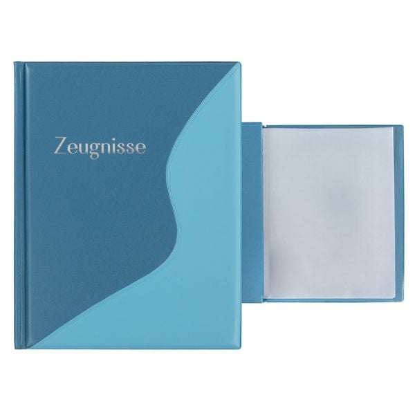 Produktbild: Idena Zeugnismappe mit 12 Klarsichth&uuml;llen 100&micro; pastell blau DIN A4