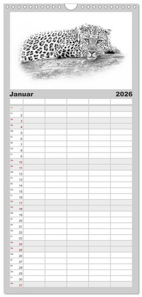 Produktbild: Familienplaner 2026 - AFRIKA - Schwarz-weiss Fotografien im modernen "High Key" Look mit 5 Spalten (Wandkalender, 21 x 45 cm) CALVENDO