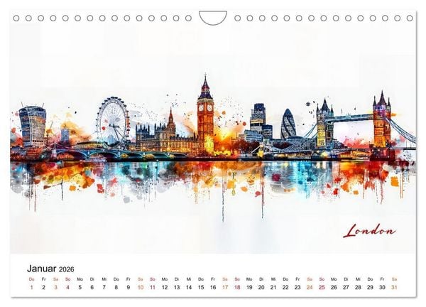 Produktbild: Skylines exklusiv (Wandkalender 2026 DIN A4 quer), CALVENDO Monatskalender