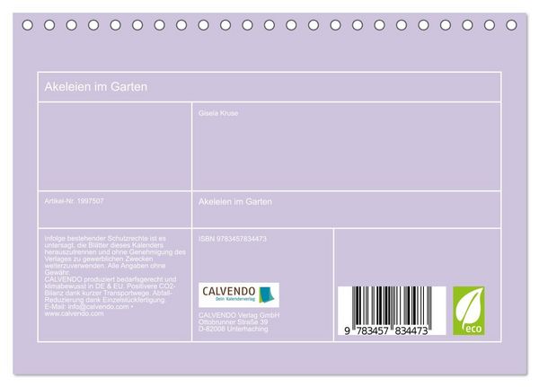 Produktbild: Akeleien im Garten (Tischkalender 2026 DIN A5 quer), CALVENDO Monatskalender