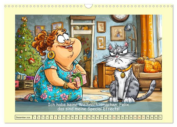 Produktbild: Katzen und Frauen. Lustige Cartoons vom t&auml;glichen Chaos (Wandkalender 2026 DIN A3 quer), CALVENDO Monatskalender