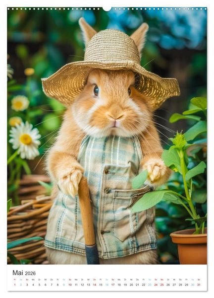 Produktbild: Was macht der Osterhase in seiner Freizeit (hochwertiger Premium Wandkalender 2026 DIN A2 hoch), Kunstdruck in Hochglanz