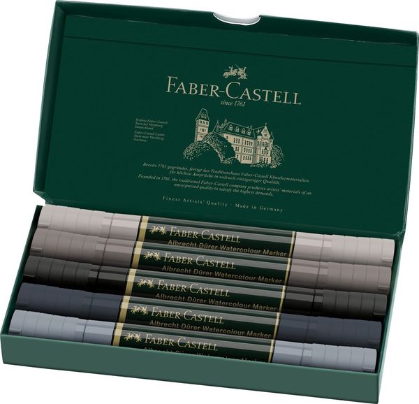 Produktbild: Faber-Castell Aquarellmarker Albrecht D&uuml;rer, 5er Set, Graut&ouml;ne