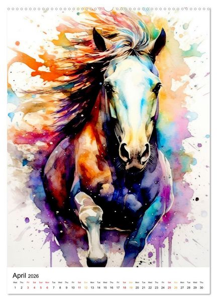 Produktbild: Watercolor Horses (Wall Calendar 2026 DIN A2 portrait), CALVENDO 12 Month Wall Calendar