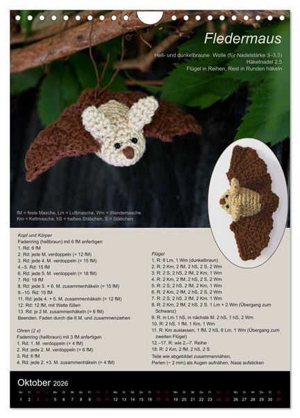 Produktbild: Amigurumi - H&auml;kelideen mit Anleitung (Wandkalender 2026 DIN A4 hoch), CALVENDO Monatskalender