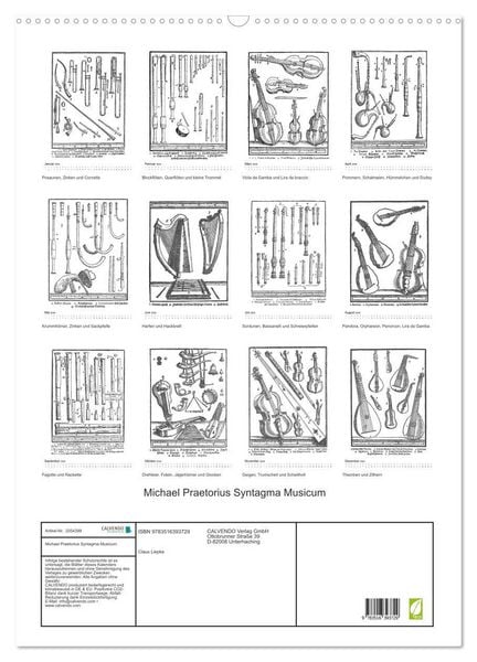 Produktbild: Michael Praetorius Syntagma Musicum (Wandkalender 2026 DIN A2 hoch), CALVENDO Monatskalender