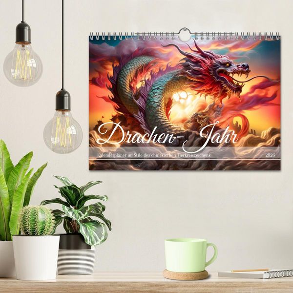 Produktbild: Drachen-Jahr - Kalenderplaner im Stile des chinesischen Tierkreiszeichens (Wandkalender 2026 DIN A4 quer), CALVENDO Monatskalender