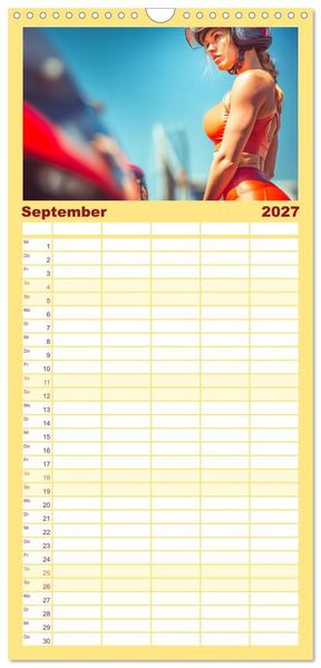 Produktbild: Familienplaner 2027 - Schnelle Bikes und Starke Frauen mit 5 Spalten (Wandkalender, 21 x 45 cm) CALVENDO