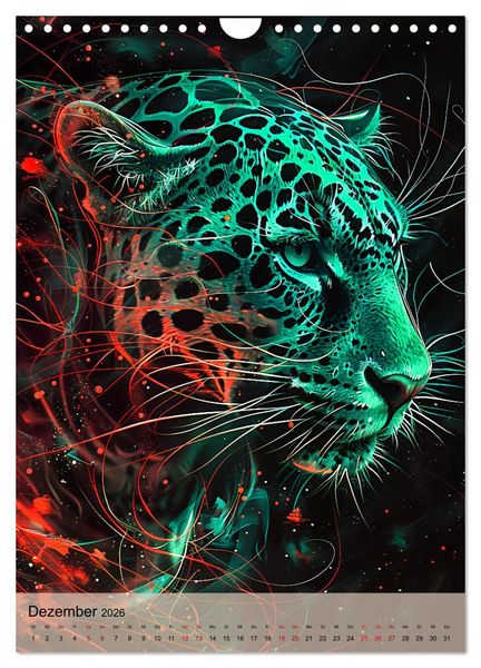 Produktbild: Raubkatzen - Geschmeidige J&auml;ger im Neonlicht (Wandkalender 2026 DIN A4 hoch), CALVENDO Monatskalender