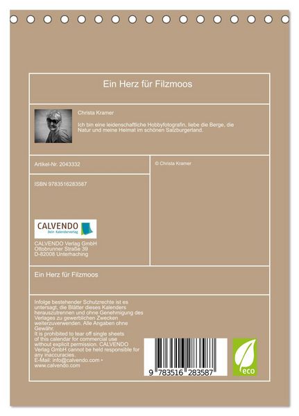 Produktbild: Ein Herz f&uuml;r Filzmoos (Tischkalender 2026 DIN A5 hoch), CALVENDO Monatskalender