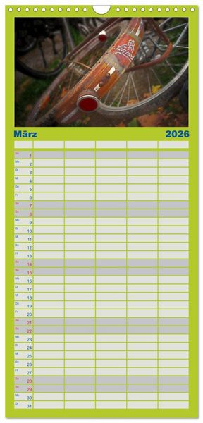 Produktbild: Familienplaner 2026 - Weltfahrrad mit 5 Spalten (Wandkalender, 21 x 45 cm) CALVENDO