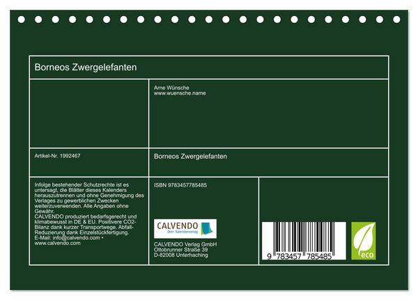 Produktbild: Borneos Zwergelefanten (Tischkalender 2026 DIN A5 quer), CALVENDO Monatskalender