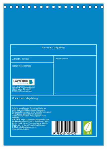 Produktbild: Komm nach Magdeburg (Tischkalender 2026 DIN A5 hoch), CALVENDO Monatskalender