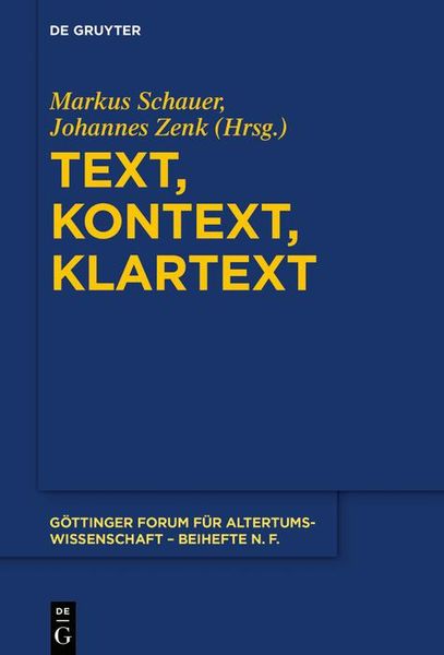 Produktbild: Text, Kontext, Klartext